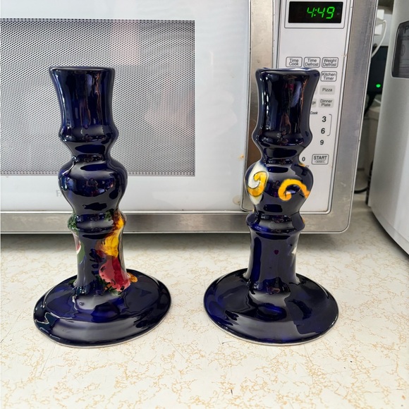 2 Talevera Mexican Handmade/Painted Candlesticks.In Excellent Condition. - Picture 2 of 13